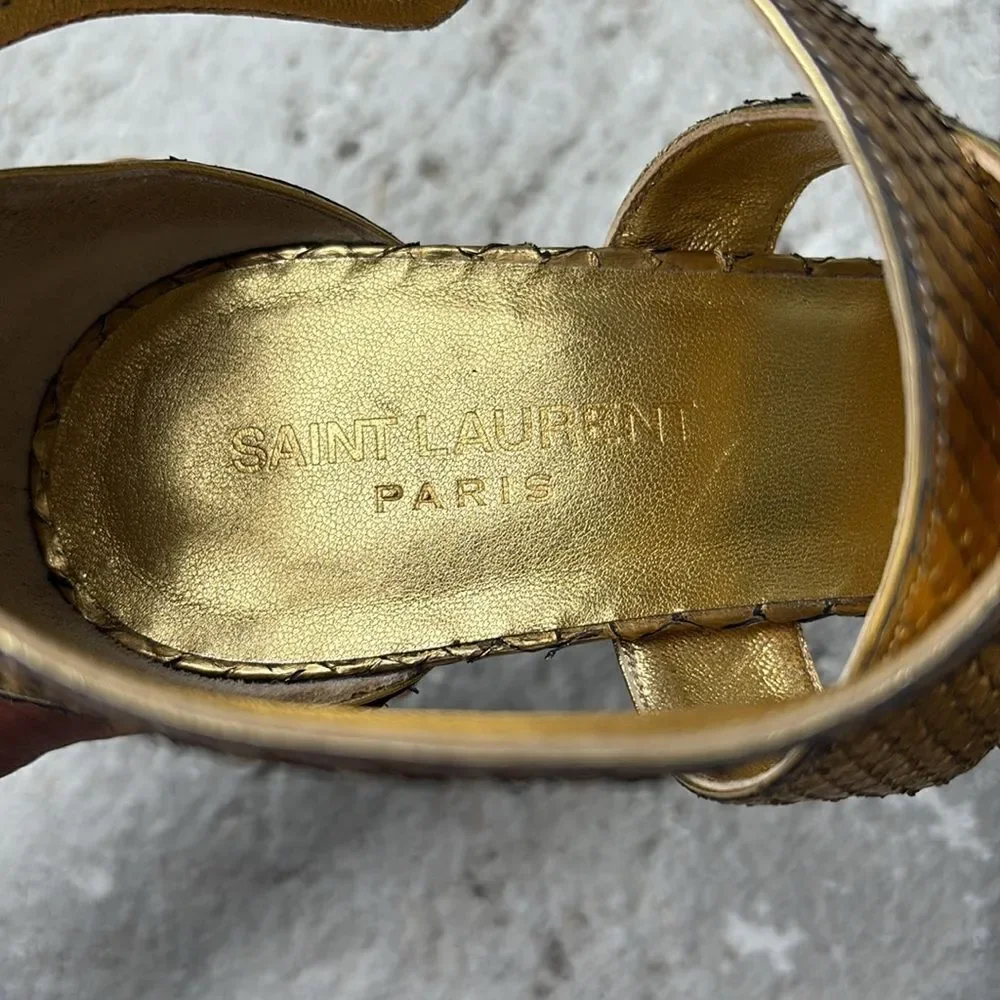Saint Laurent python cosmo lame sandals